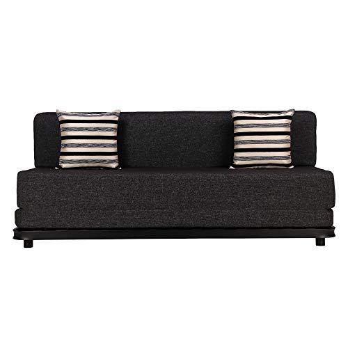Nudge Jute Sofa cum Bed with Metal Frame(6' x 6' ft.) | Dark Grey 